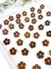 Load image into Gallery viewer, Natural Walnut Wood Flower Earring Studs with Surgical Stainless Steel Posts
