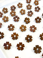 Load image into Gallery viewer, Natural Walnut Wood Flower Earring Studs with Surgical Stainless Steel Posts
