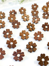 Load image into Gallery viewer, Natural Walnut Wood Flower Earring Studs with Surgical Stainless Steel Posts
