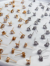 Load image into Gallery viewer, 18K Gold/Rhodium Plated Rounded CZ Posts with 316 Stainless Steel Stud Posts
