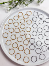Load image into Gallery viewer, 18K Gold/Rhodium Plated Circle Thick Hoops
