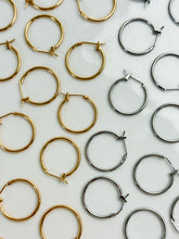 Load image into Gallery viewer, 18K Gold/Rhodium Plated Circle Thick Hoops
