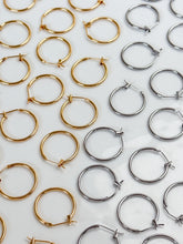 Load image into Gallery viewer, 18K Gold/Rhodium Plated Circle Thick Hoops
