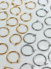 Load image into Gallery viewer, 18K Gold/Rhodium Plated Circle Thick Hoops
