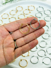 Load image into Gallery viewer, 18K Gold/Rhodium Plated Circle Thick Hoops
