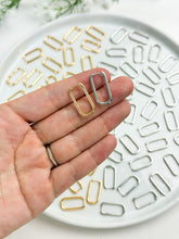 Load image into Gallery viewer, 18K Gold/Rhodium Plated Thick Rectangle Hoops
