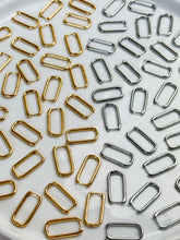 Load image into Gallery viewer, 18K Gold/Rhodium Plated Thick Rectangle Hoops
