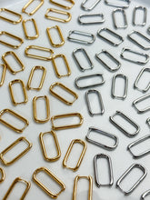 Load image into Gallery viewer, 18K Gold/Rhodium Plated Thick Rectangle Hoops
