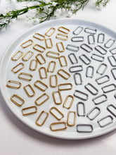 Load image into Gallery viewer, 18K Gold/Rhodium Plated Thick Rectangle Hoops
