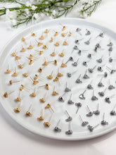 Load image into Gallery viewer, 18K Gold/Rhodium Plated Heart Posts with 316 Stainless Steel Stud Posts
