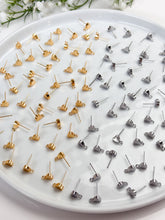 Load image into Gallery viewer, 18K Gold/Rhodium Plated Heart Posts with 316 Stainless Steel Stud Posts
