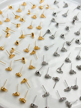 Load image into Gallery viewer, 18K Gold/Rhodium Plated Heart Posts with 316 Stainless Steel Stud Posts
