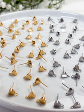 Load image into Gallery viewer, 18K Gold/Rhodium Plated Heart Posts with 316 Stainless Steel Stud Posts
