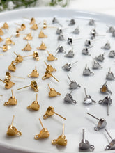 Load image into Gallery viewer, 18K Gold/Rhodium Plated Heart Posts with 316 Stainless Steel Stud Posts

