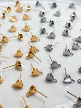 Load image into Gallery viewer, 18K Gold/Rhodium Plated Heart Posts with 316 Stainless Steel Stud Posts
