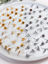 Load image into Gallery viewer, 18K Real Gold/Rhodium Plated Hexagon with 316 Stainless Steel Ear Pins
