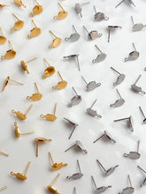 Load image into Gallery viewer, 18K Real Gold/Rhodium Plated Hexagon with 316 Stainless Steel Ear Pins
