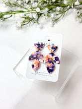 Load image into Gallery viewer, The Purple Flower Trio Dangles (also in silver)
