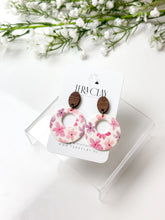 Load image into Gallery viewer, The Pink Flower Round Dangles (also in silver)
