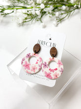 Load image into Gallery viewer, The Pink Flower Round Dangles (also in silver)

