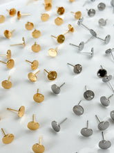 Load image into Gallery viewer, 18K Real Gold/Rhodium Plated Circle Posts with 316 Stainless Steel Stud Posts
