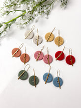 Load image into Gallery viewer, The Corduroy Round Dangles (also in silver)
