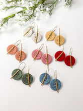 Load image into Gallery viewer, The Corduroy Round Dangles (also in silver)
