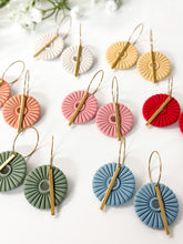 Load image into Gallery viewer, The Corduroy Round Dangles (also in silver)
