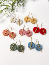 Load image into Gallery viewer, The Corduroy Round Dangles (also in silver)
