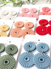 Load image into Gallery viewer, The Chunky Corduroy Round Dangles (also in silver)
