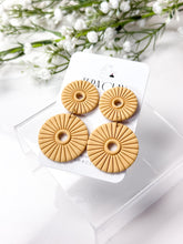 Load image into Gallery viewer, The Chunky Corduroy Round Dangles (also in silver)
