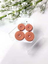 Load image into Gallery viewer, The Chunky Corduroy Round Dangles (also in silver)
