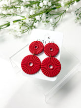 Load image into Gallery viewer, The Chunky Corduroy Round Dangles (also in silver)
