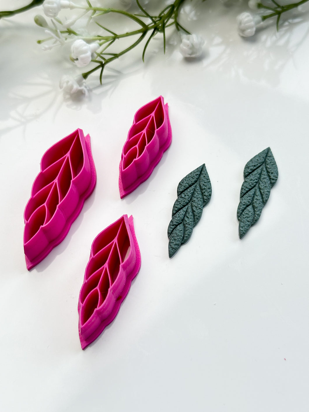 Long Leaf Detailed Polymer Clay Cutter | Christmas Cutters