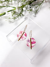 Load image into Gallery viewer, The Round Hoops in Pink Florals (also in silver)
