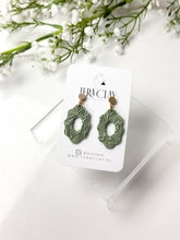 Load image into Gallery viewer, The Wavy Oval Dangles in Sage Green
