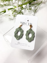 Load image into Gallery viewer, The Wavy Oval Dangles in Sage Green
