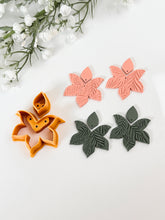 Load image into Gallery viewer, Duo Leafy Dangle Set with Drill Guides Polymer Clay Cutter
