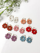 Load image into Gallery viewer, The Corduroy Flower Thick Hoops
