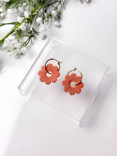 Load image into Gallery viewer, The Corduroy Flower Thick Hoops
