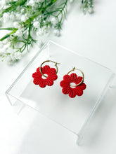 Load image into Gallery viewer, The Corduroy Flower Thick Hoops
