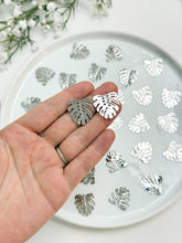 Load image into Gallery viewer, Real Platinum Plated Monstera Pendant Charm with One Hole
