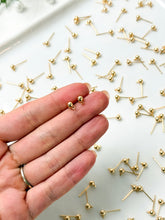 Load image into Gallery viewer, High-Quality 18K Gold Plated Brass Ball End Posts with Horizontal Loop 30pcs/bag
