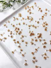 Load image into Gallery viewer, High Quality 18K Shiny Gold Plated Brass Earring Flat Stud Posts with Butterfly Backings 30pcs/bag
