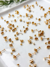 Load image into Gallery viewer, High Quality 18K Shiny Gold Plated Brass Earring Flat Stud Posts with Butterfly Backings 30pcs/bag
