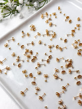 Load image into Gallery viewer, High Quality 18K Shiny Gold Plated Brass Earring Flat Stud Posts with Butterfly Backings 30pcs/bag
