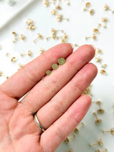 Load image into Gallery viewer, High Quality 18K Shiny Gold Plated Brass Earring Flat Stud Posts with Butterfly Backings 30pcs/bag
