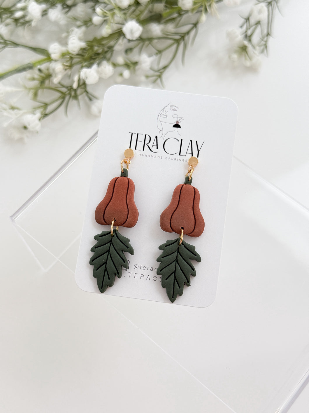 The Pumpkin & Leaf Dangles (also in silver)