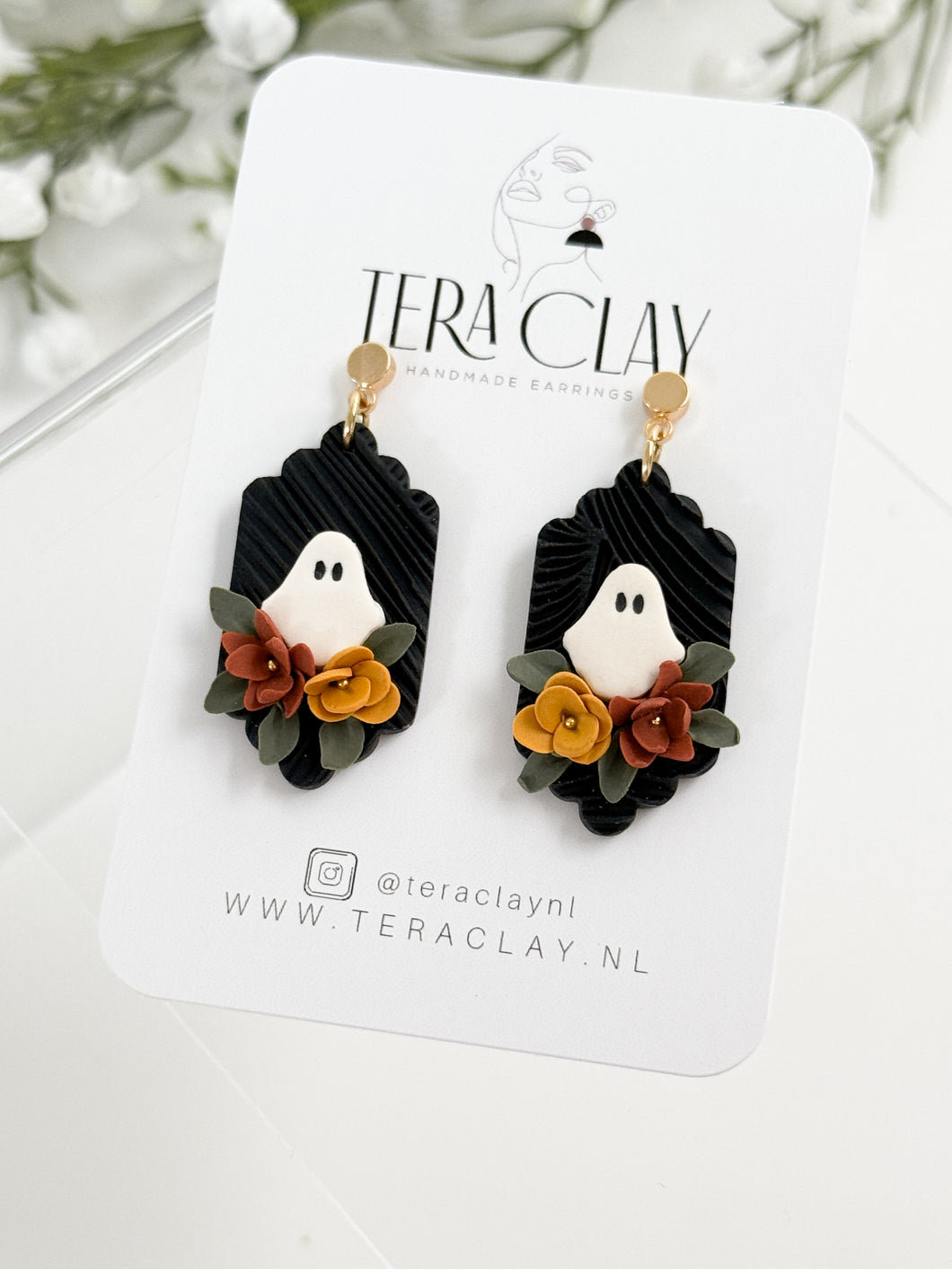 The Spooky Floral Ghost Dangles (also in silver)