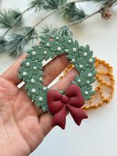 Load image into Gallery viewer, Wreath with Bow #2 Christmas Tree Ornament Polymer Clay Cutter PCC1908
